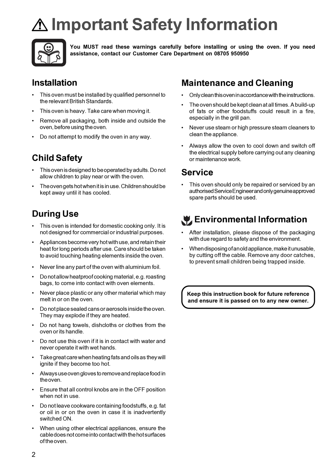 Electrolux FSF 650 manual Important Safety Information 