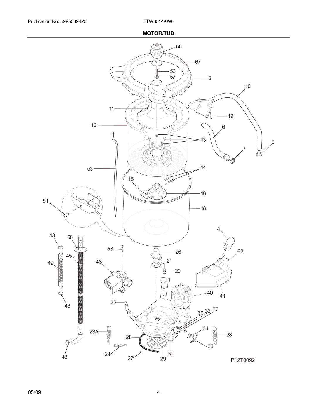 Electrolux FTW3014KW0 installation instructions Motor/Tub 