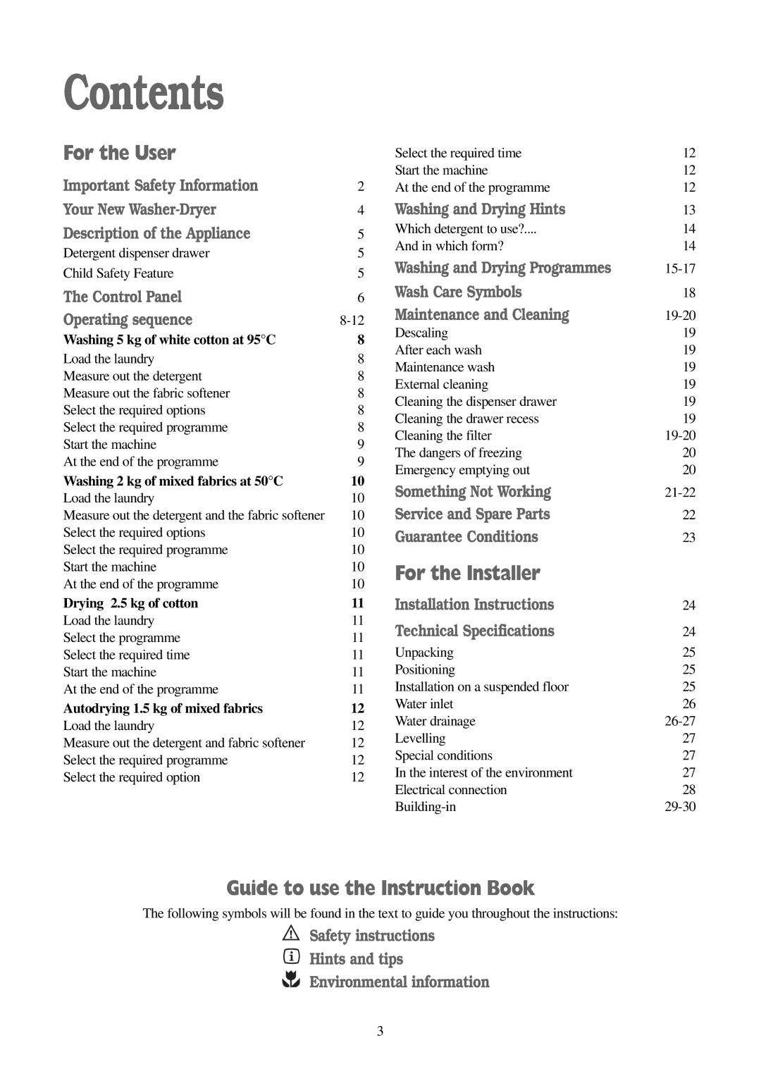 Electrolux FWD 1210 manual Contents 