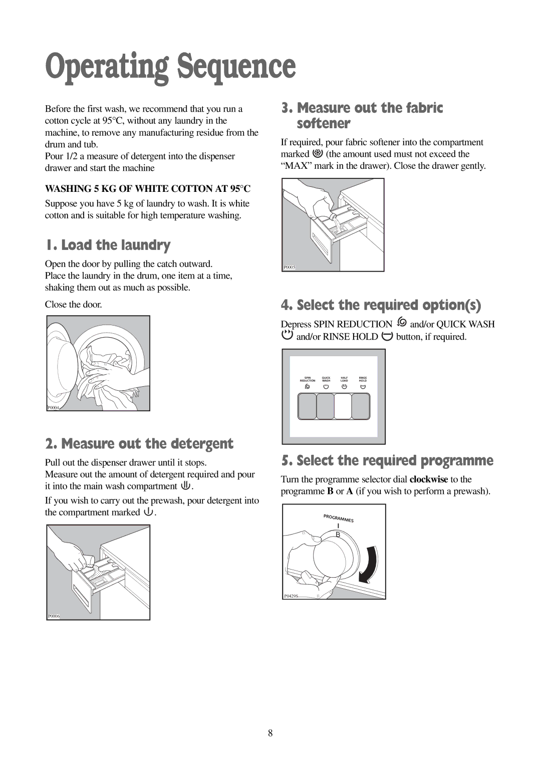 Electrolux FWD 1210 manual Operating Sequence 