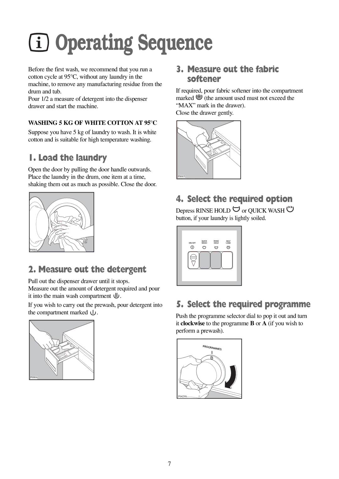 Electrolux FWM 1010 manual Operating Sequence 