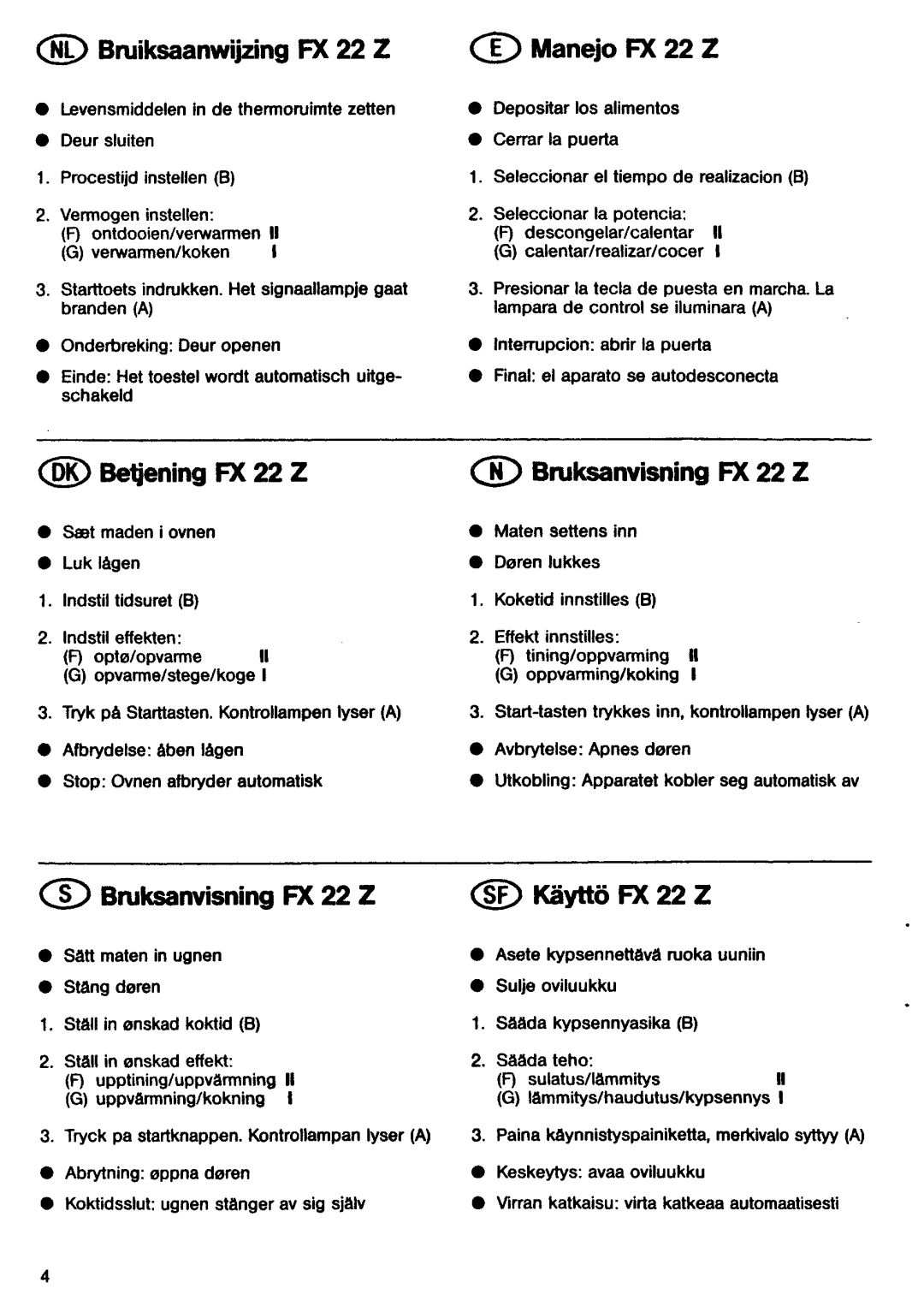 Electrolux FX24 Z, FX22 Z manual 