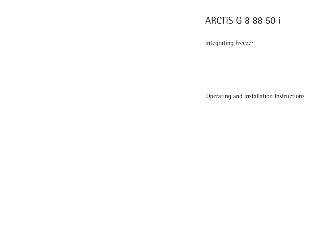 Electrolux installation instructions Arctis G 8 88 50 