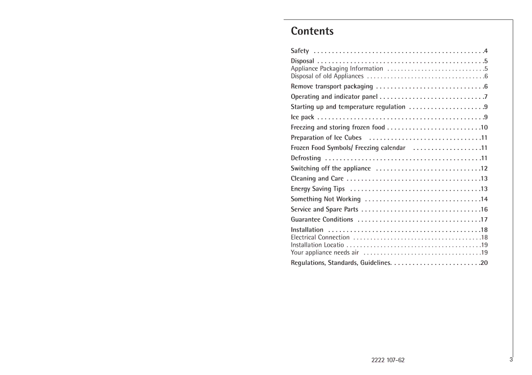 Electrolux G 8 88 50 installation instructions Contents 