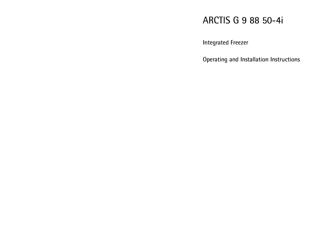 Electrolux G 9 88 50-4i installation instructions ARCTIS G 9 88 