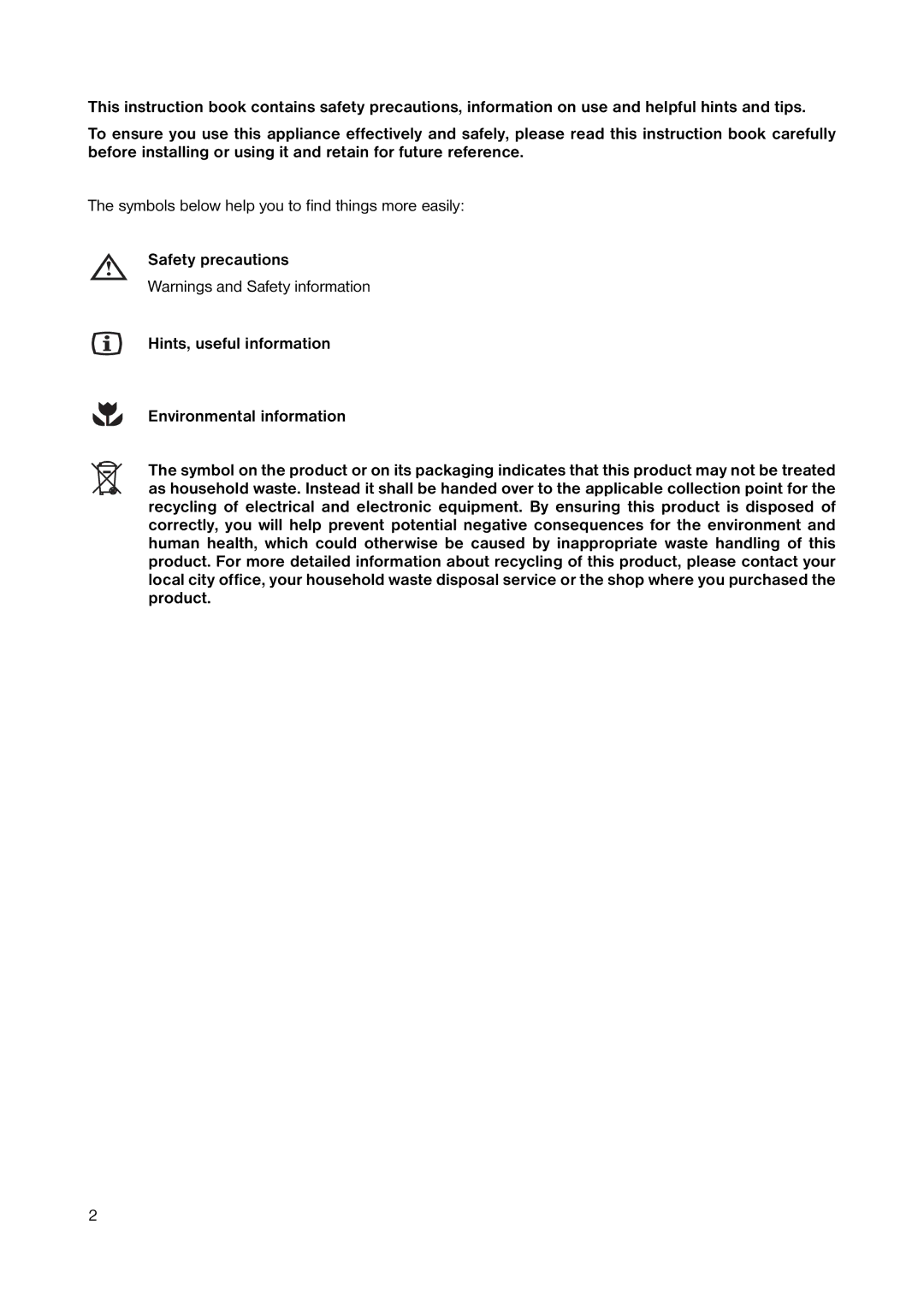 Electrolux GB ERD 1843 manual Symbols below help you to find things more easily 