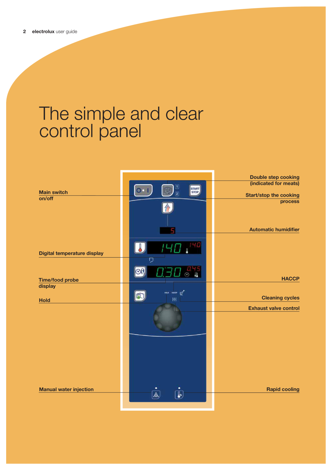 Electrolux GN 1/1 manual The simple and clear control panel, Main switch on/off Digital temperature display, Rapid cooling 