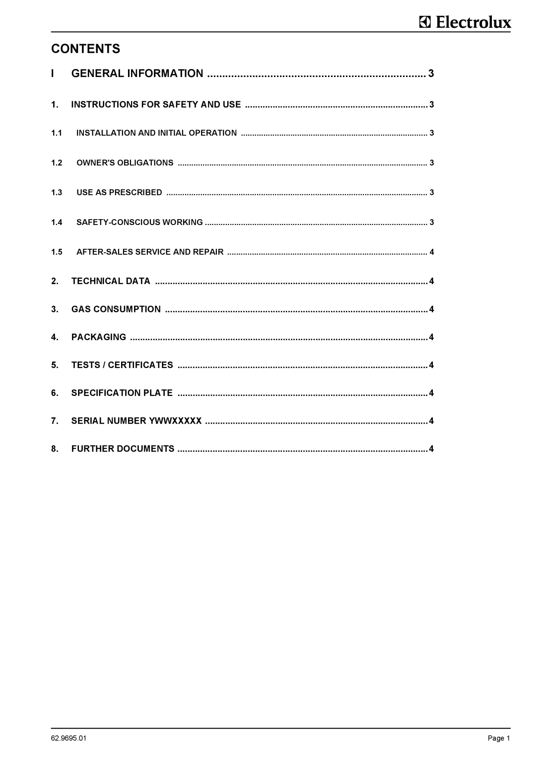 Electrolux 9CHG583398, GP5EOEOOBO, GP5COEOOBO, GP5BOEOOBO, 9CHG583399, 9CHG583400 manual Contents 