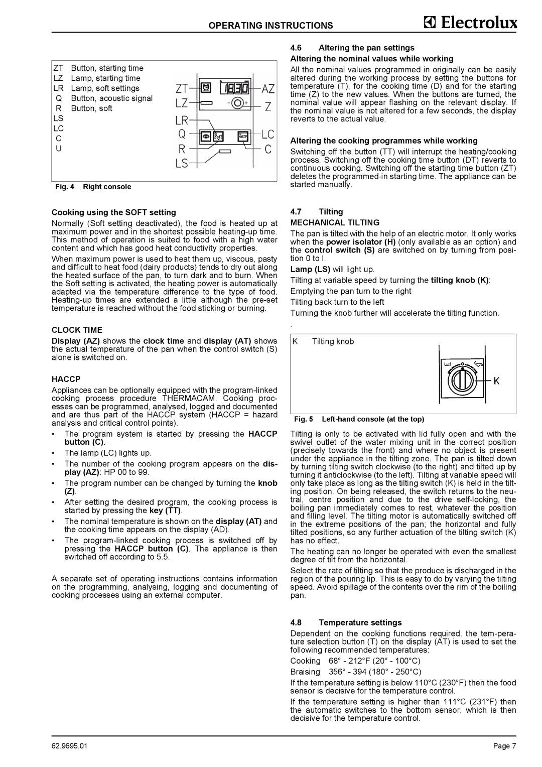 Electrolux GP5EOEOOBO Cooking using the Soft setting, Clock Time, Haccp, Altering the cooking programmes while working 