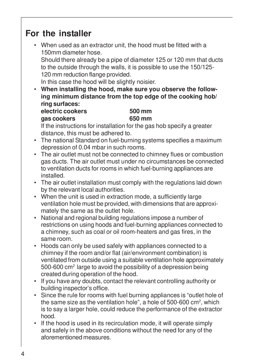 Electrolux HC 3360 user manual For the installer 