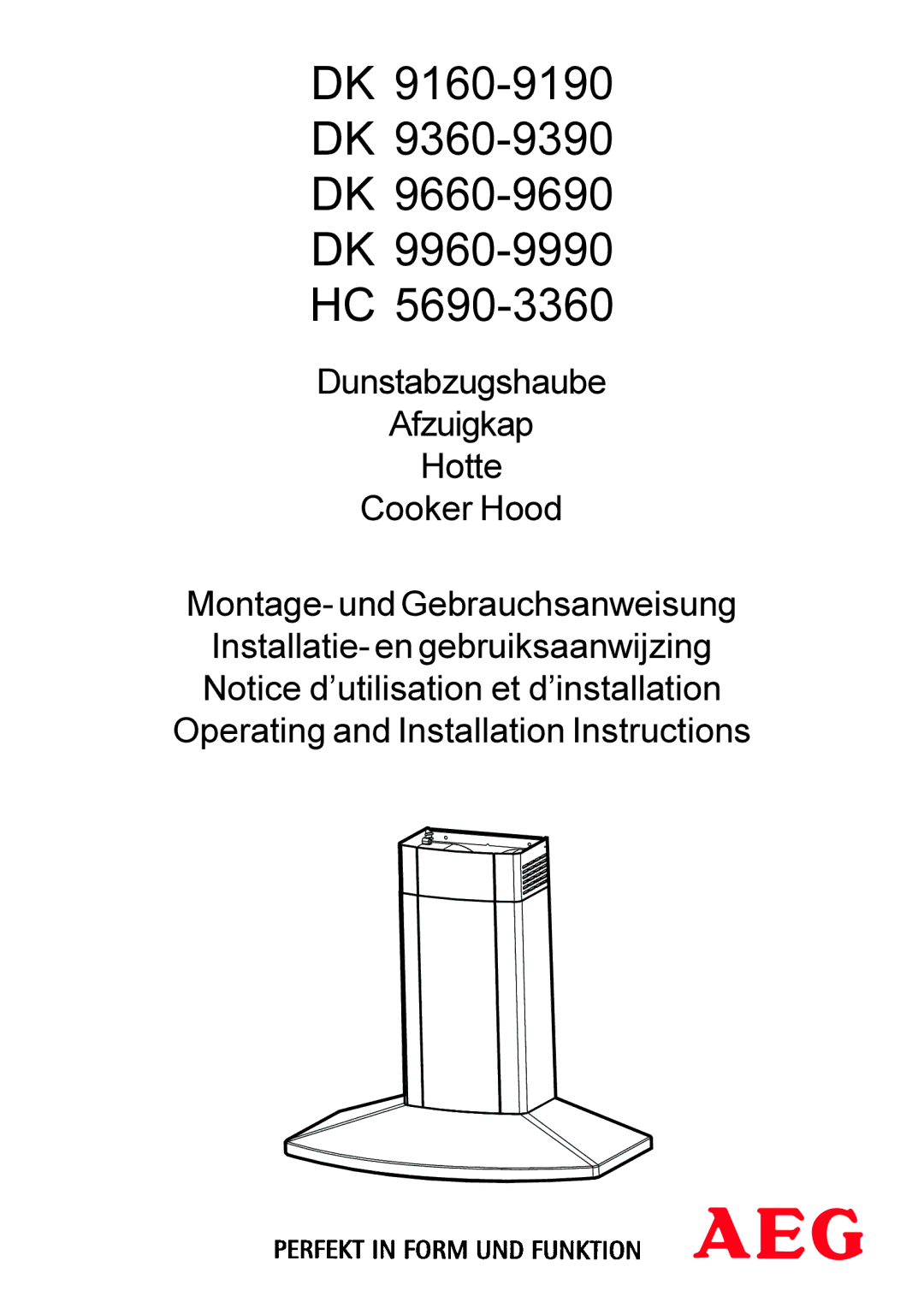 Electrolux DK 9160-9190, HC 5690-3360, DK 9960-9990, DK 9360-9390, DK 9660-9690 installation instructions 