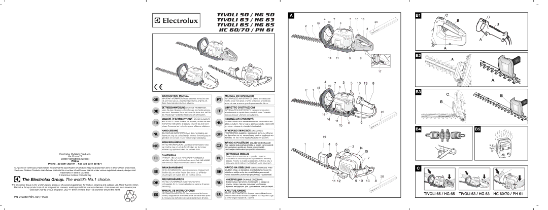 Electrolux PH 61, HC 60, HG 63, HG 65, HC 70 instruction manual Electrolux Group. The world’s No.1 choice 