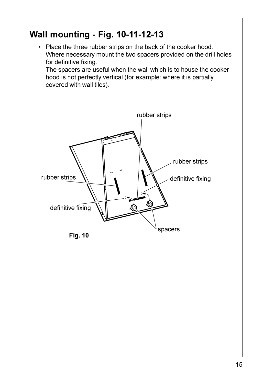 Electrolux HD 8795, HD 8760 installation instructions Wall mounting Fig 