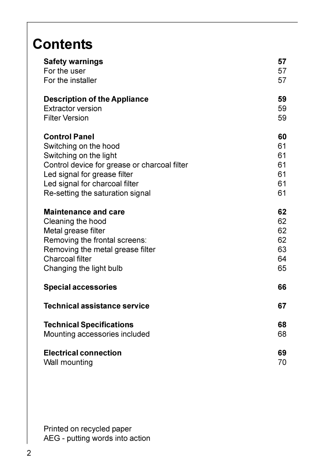 Electrolux HD 8760, HD 8795 installation instructions Contents 