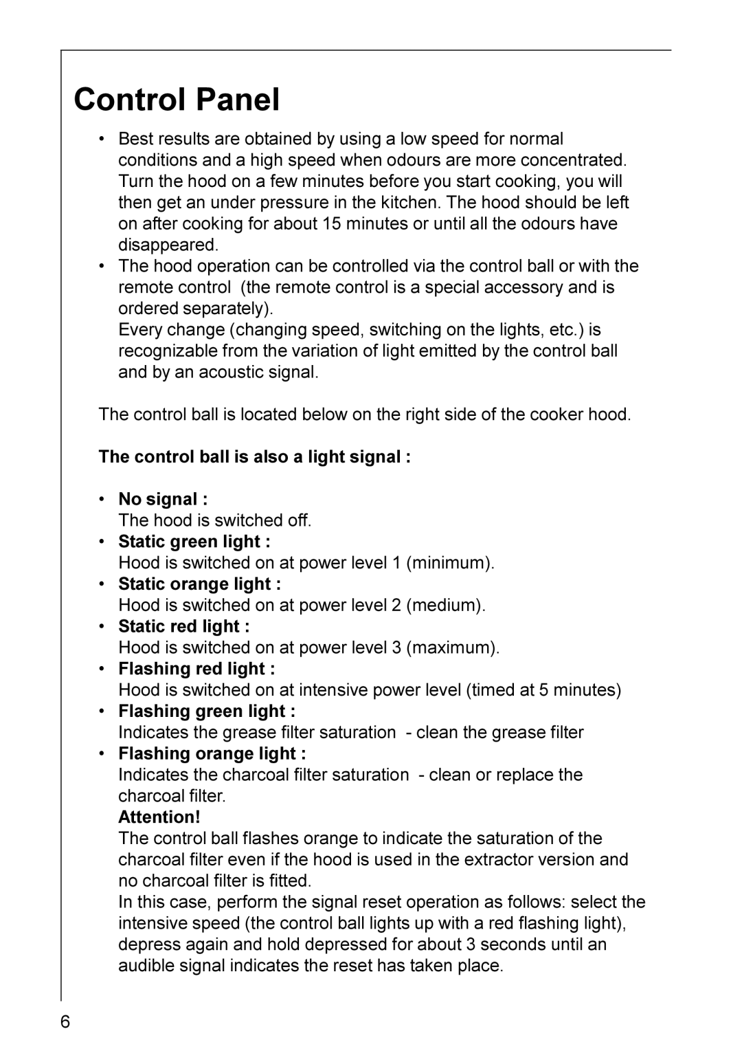 Electrolux HD 8760, HD 8795 installation instructions Control Panel 