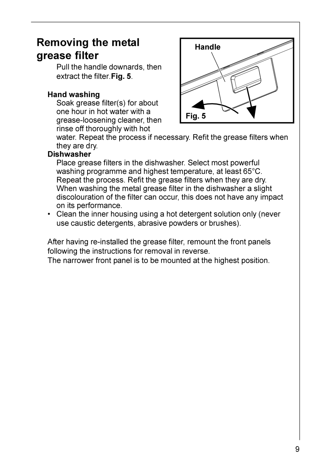 Electrolux HD 8795, HD 8760 installation instructions Removing the metal, Grease filter 