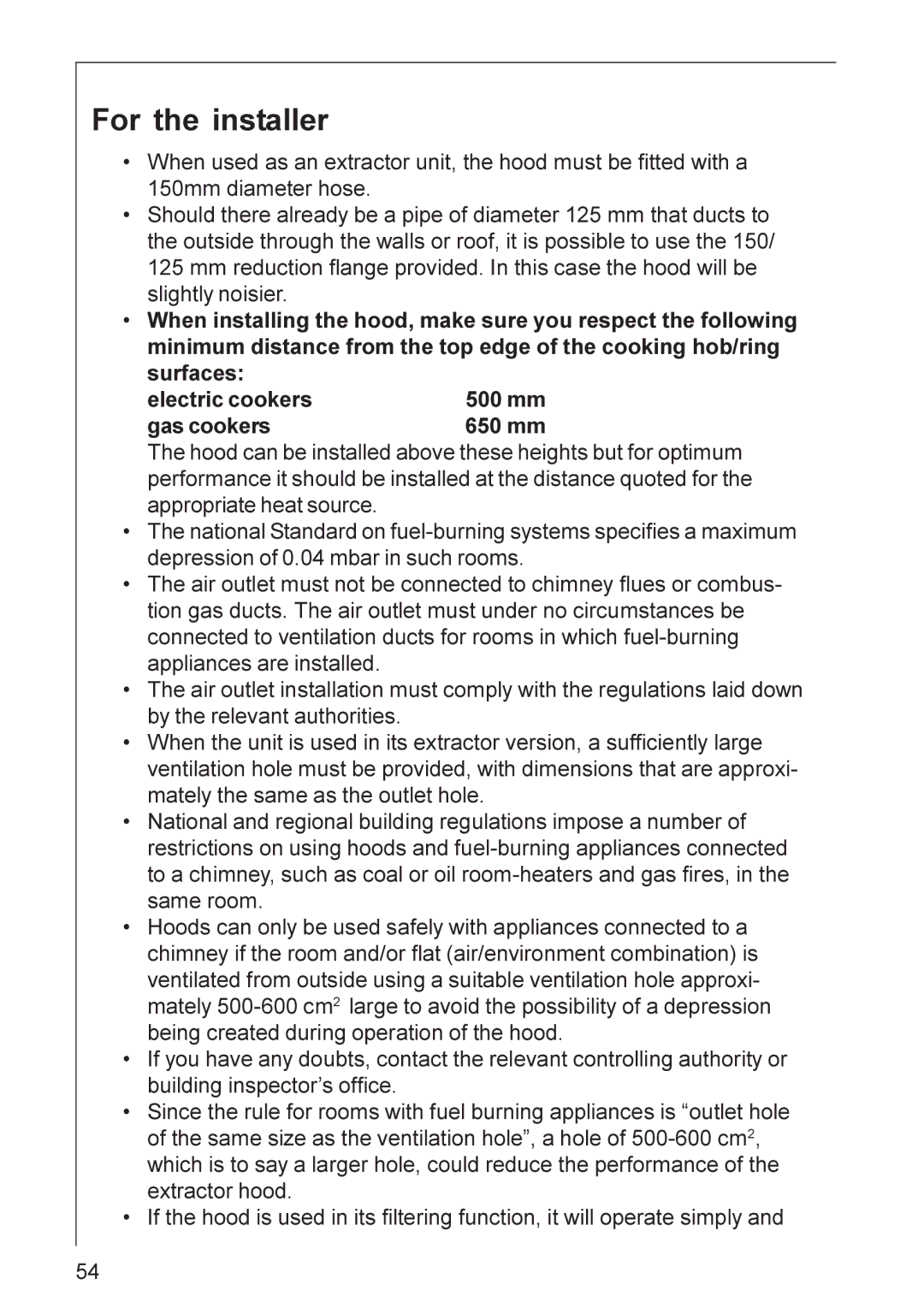 Electrolux HD 8890, HD 8820, DD 8820 installation instructions For the installer 