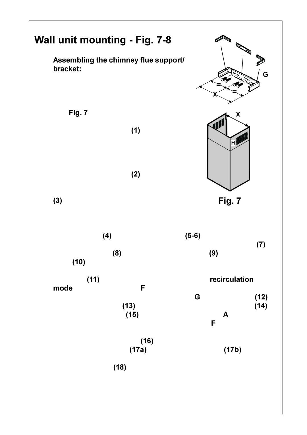 Electrolux HD 8960, HD 8990 installation instructions Wall unit mounting Fig 