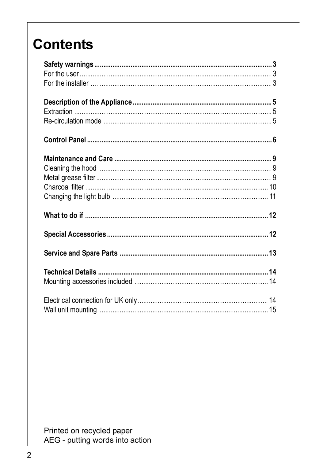 Electrolux HD 8990, HD 8960 installation instructions Contents 