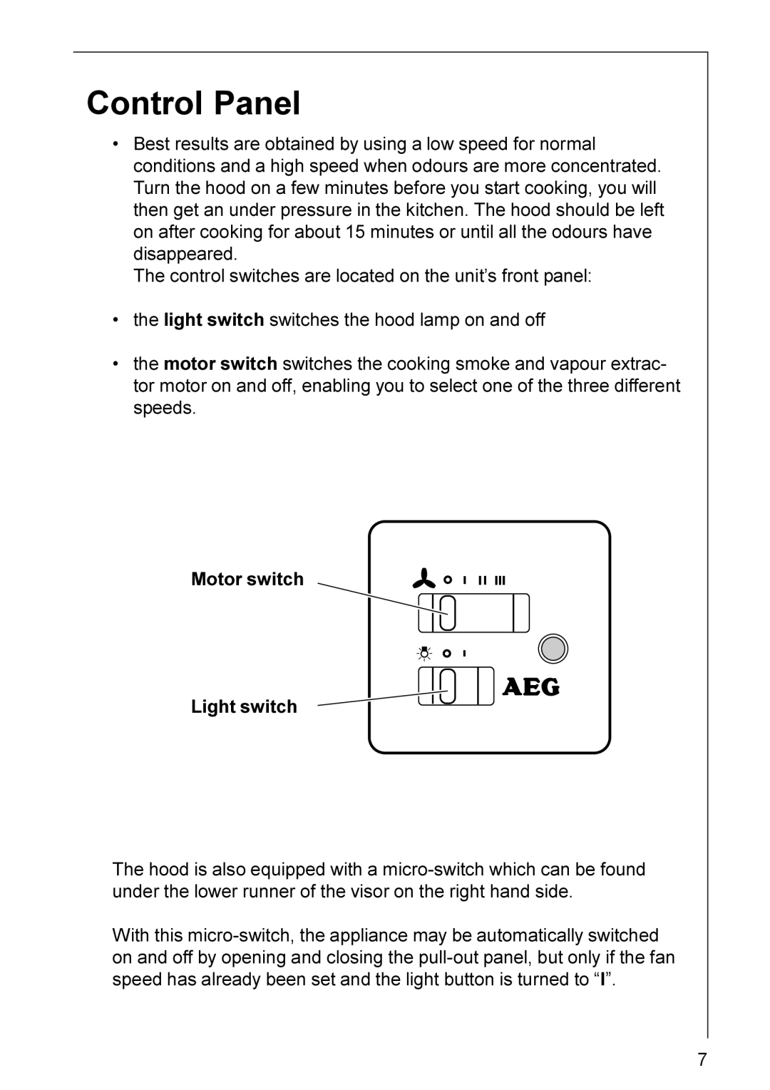 Electrolux HE 3160 installation instructions Control Panel 