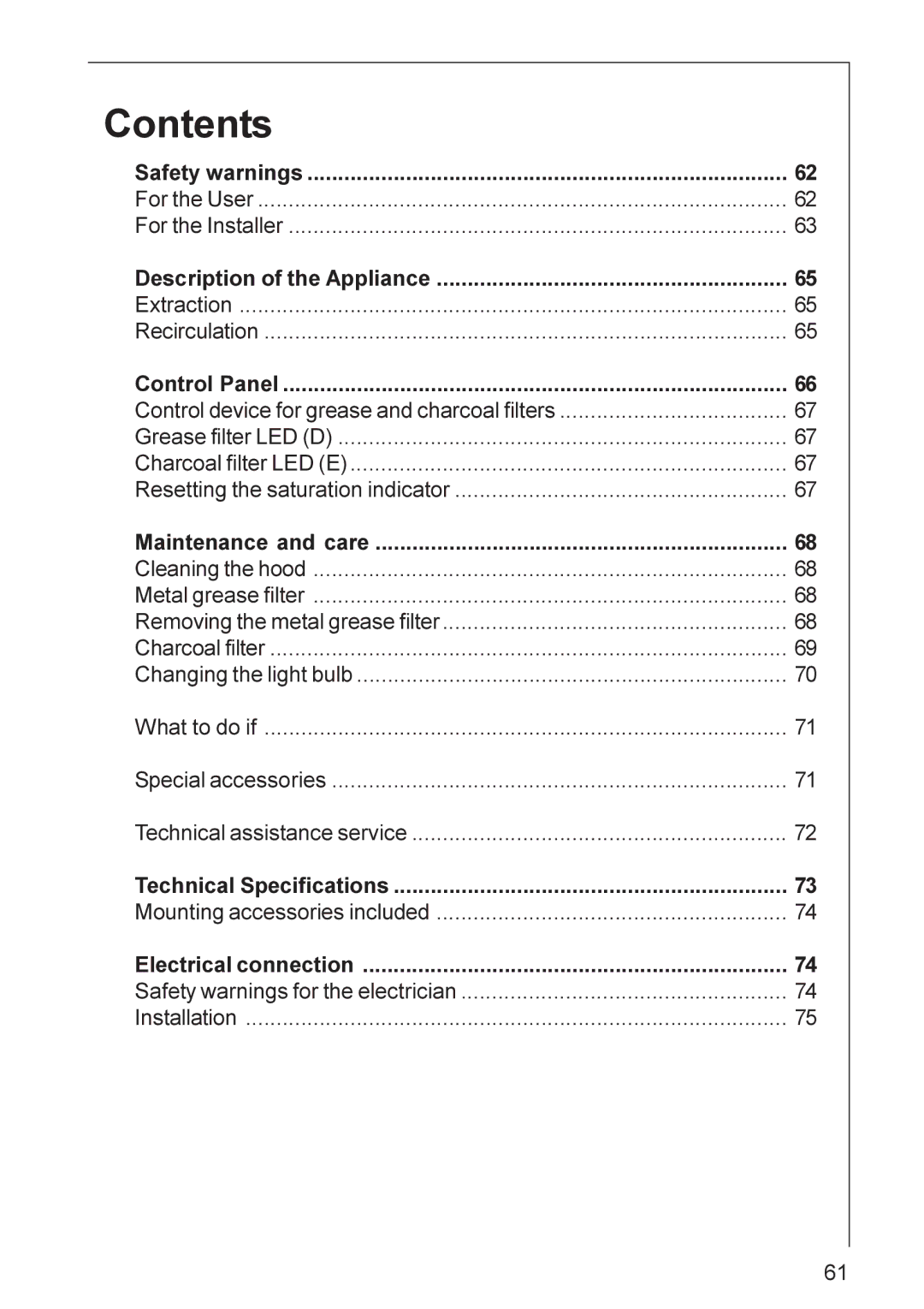 Electrolux DI 8821, HI 8820, DI 8820 installation instructions Contents 