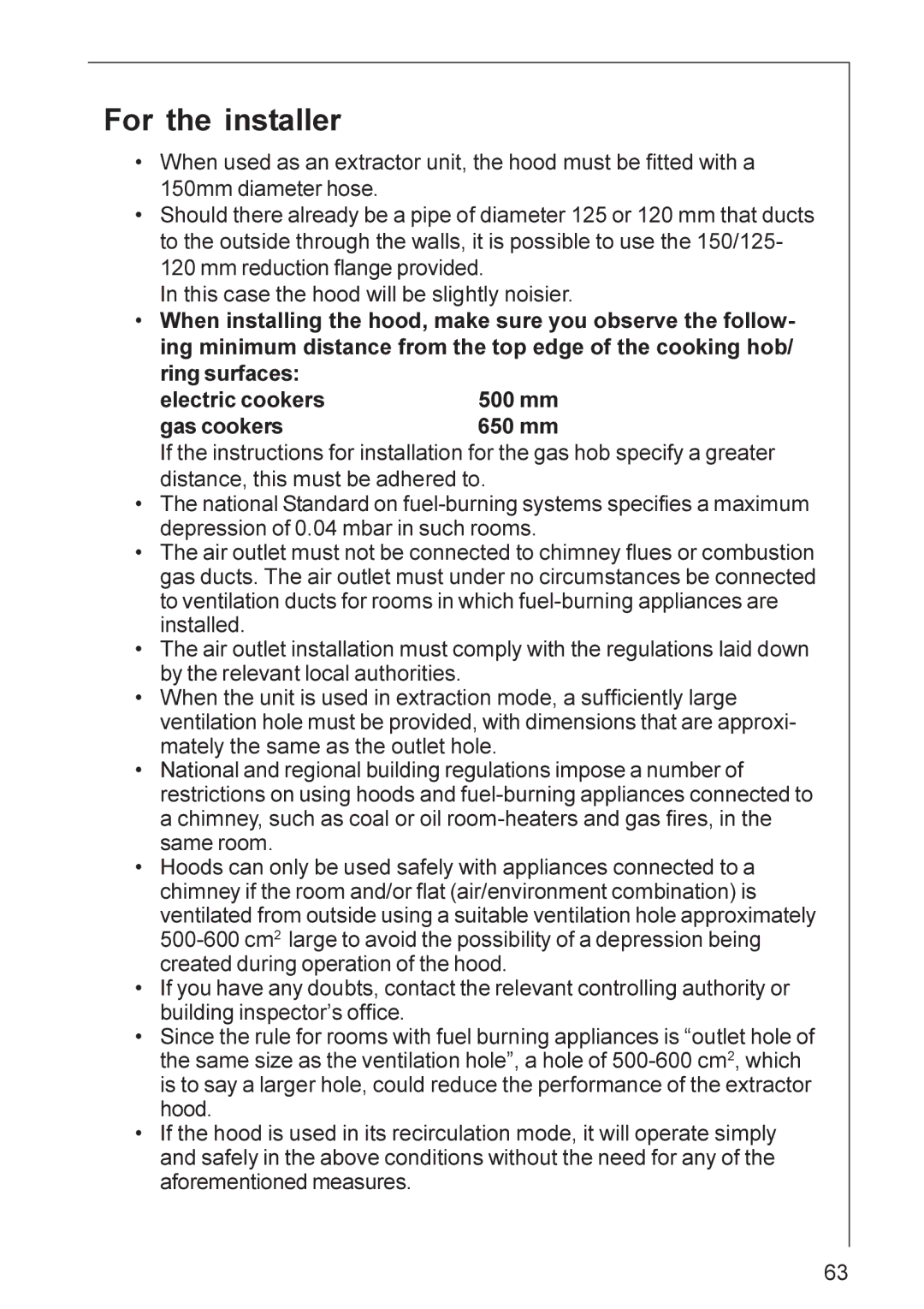 Electrolux DI 8820, HI 8820, DI 8821 installation instructions For the installer 