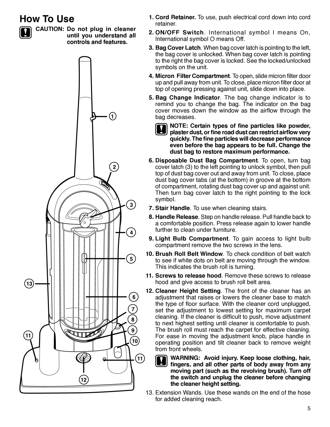 Electrolux HP5500 manual How To Use 