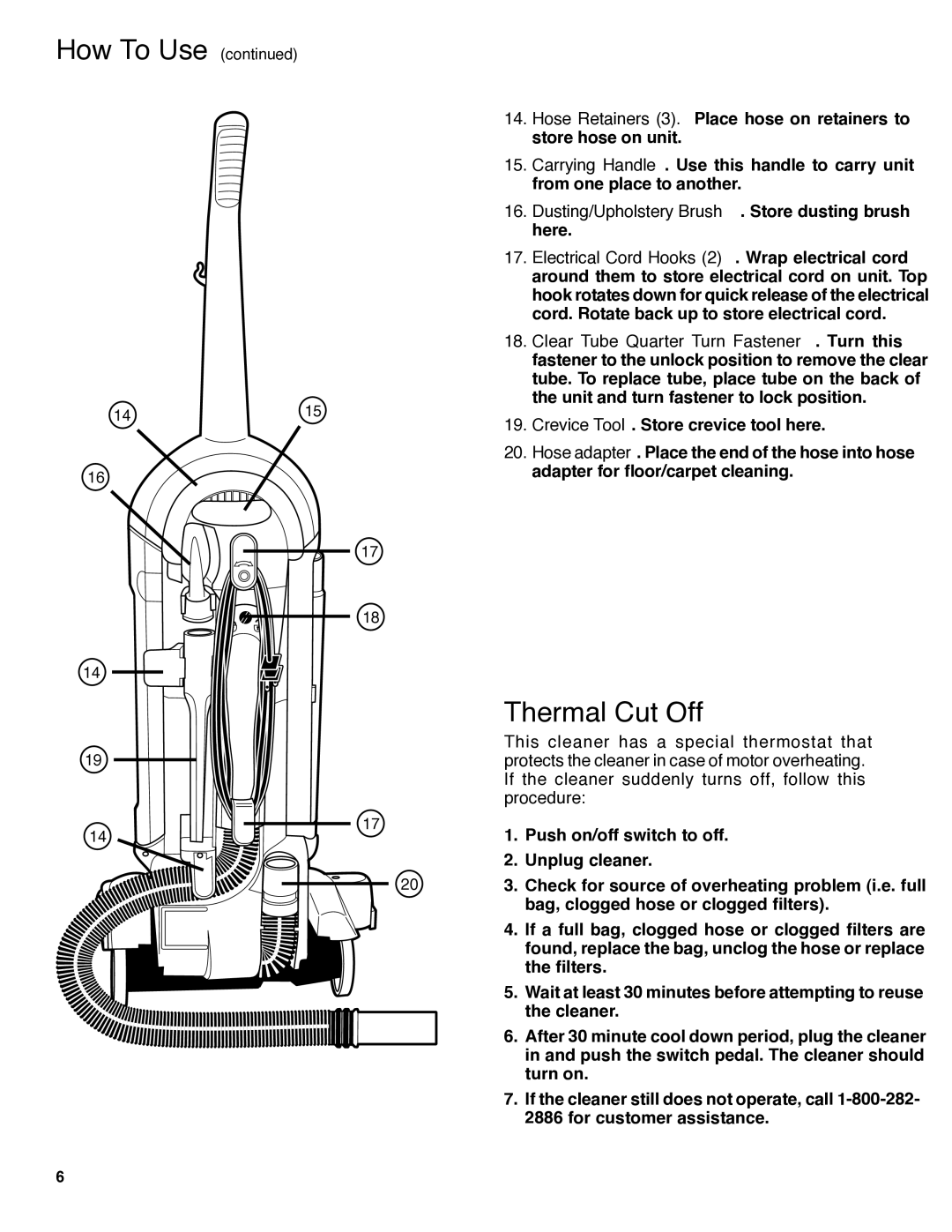 Electrolux HP5500 manual Thermal Cut Off 