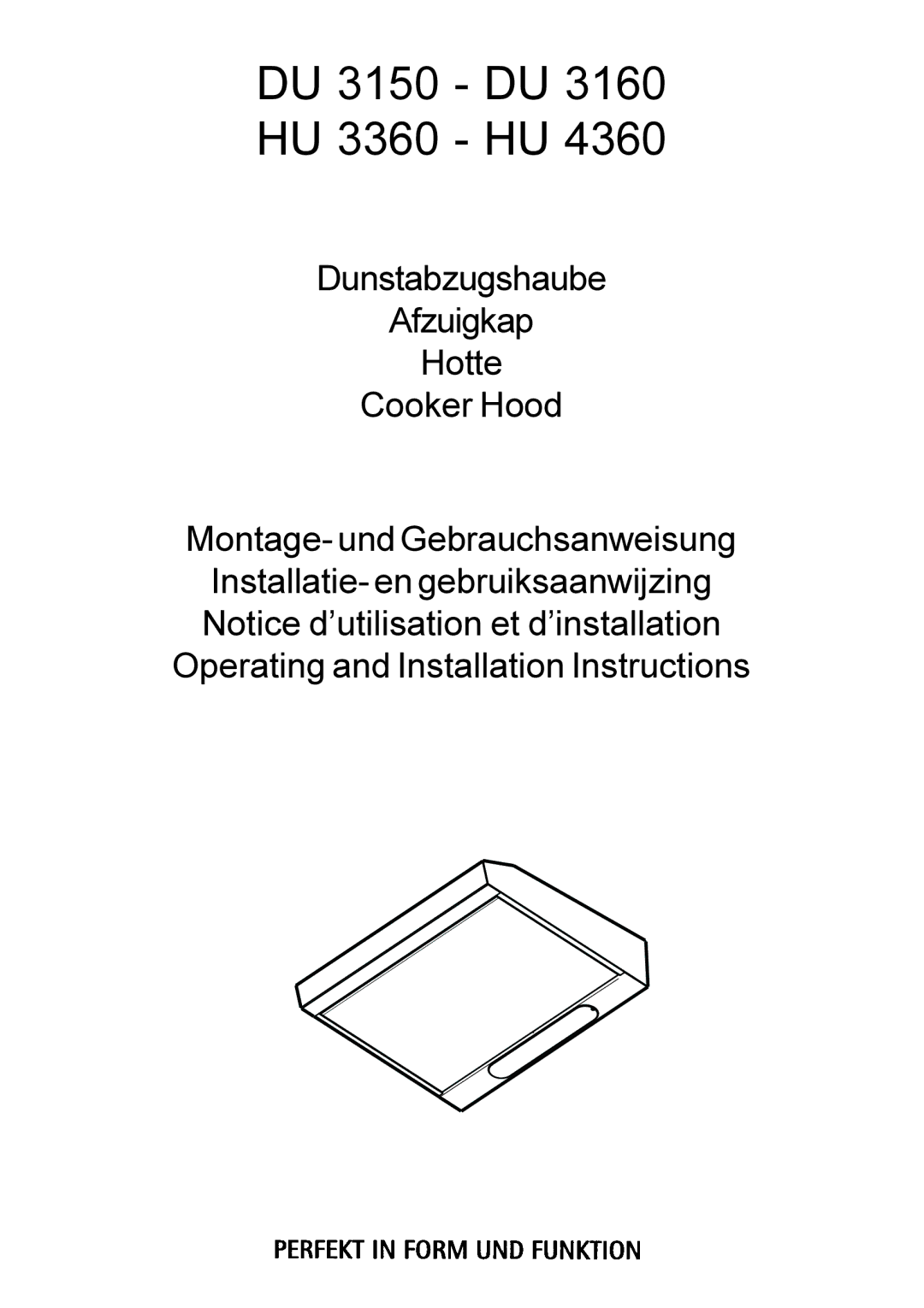 Electrolux HU 4360, DU 3160 installation instructions DU 3150 DU HU 3360 HU 