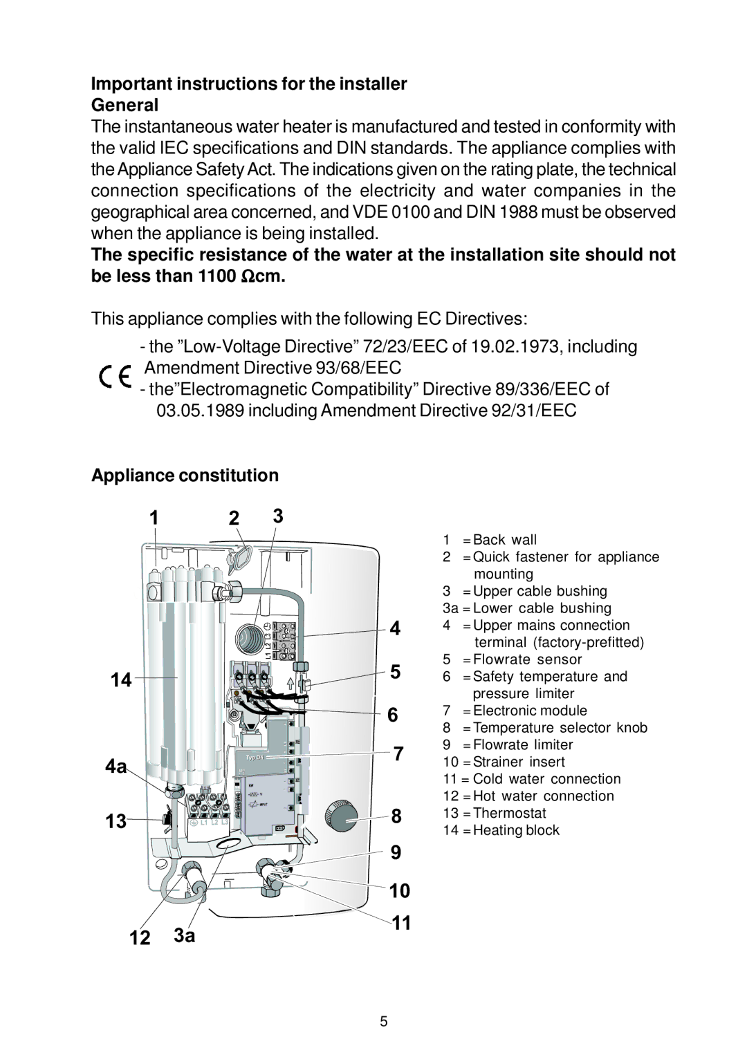 Electrolux IH21, IH24, IH 18 manual Important instructions for the installer General, Appliance constitution 