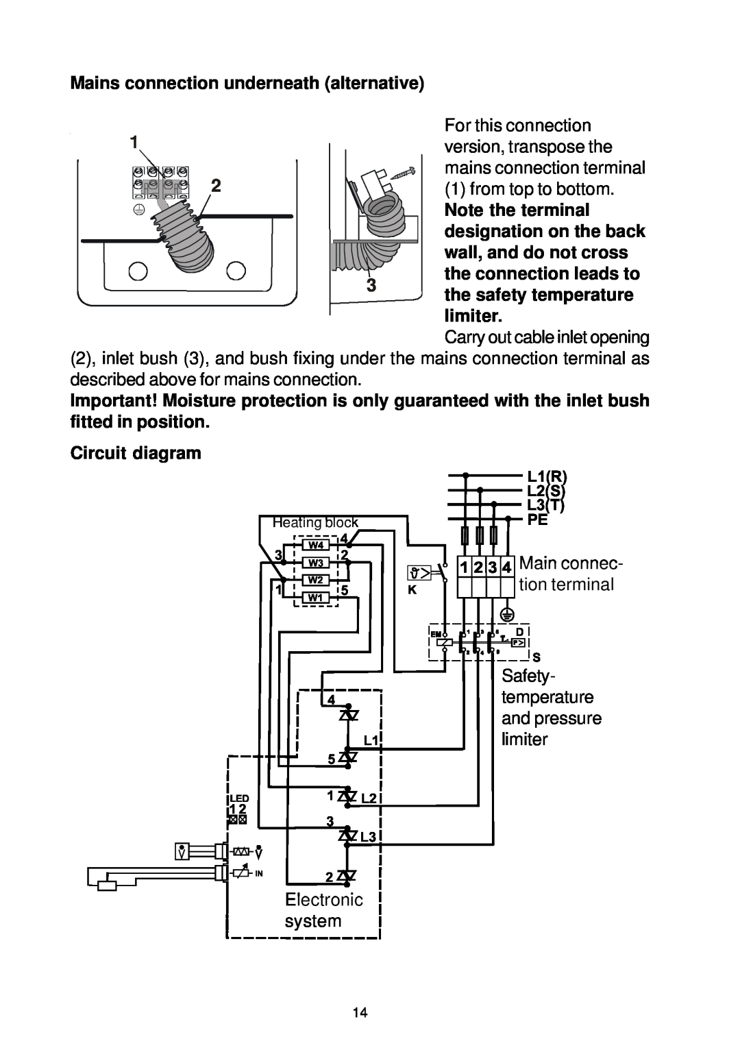 Electrolux IH21, IH24, IH 18 manual Mains connection underneath alternative 