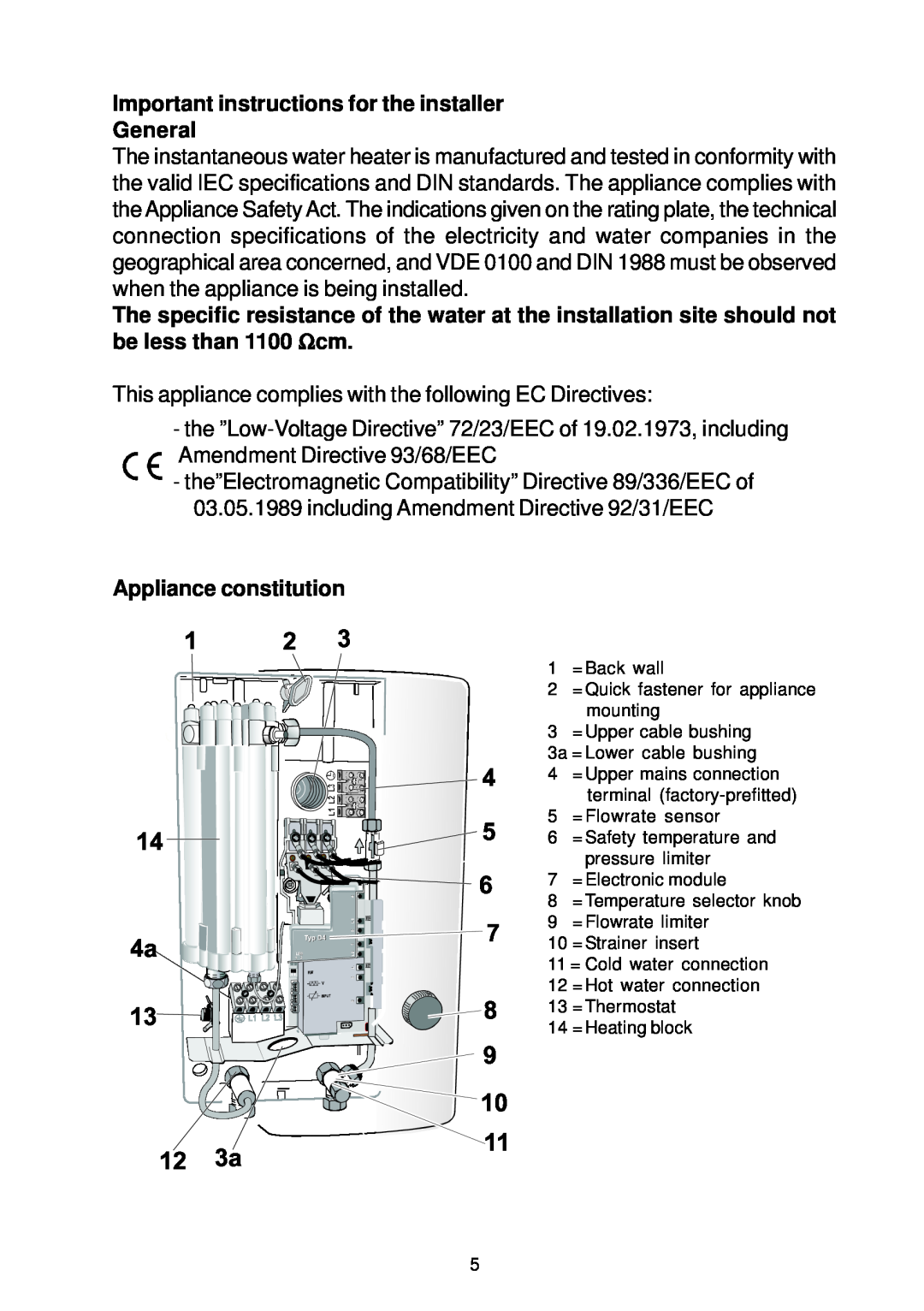 Electrolux IH21, IH24, IH 18 manual Important instructions for the installer General, Appliance constitution 