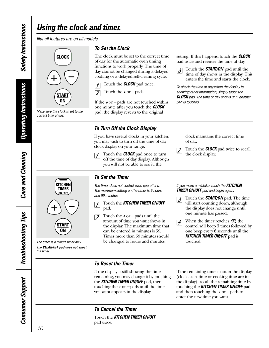 Electrolux JBP24, JBP26, JBP35 owner manual Using the clock and timer 