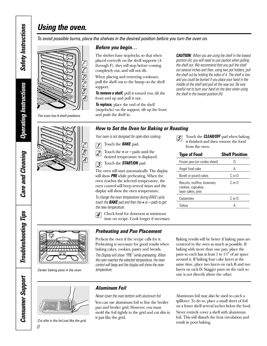 Electrolux JBP35, JBP26, JBP24 owner manual Using the oven, Instructions, Care and Cleaning, Tips, Troubleshooting 