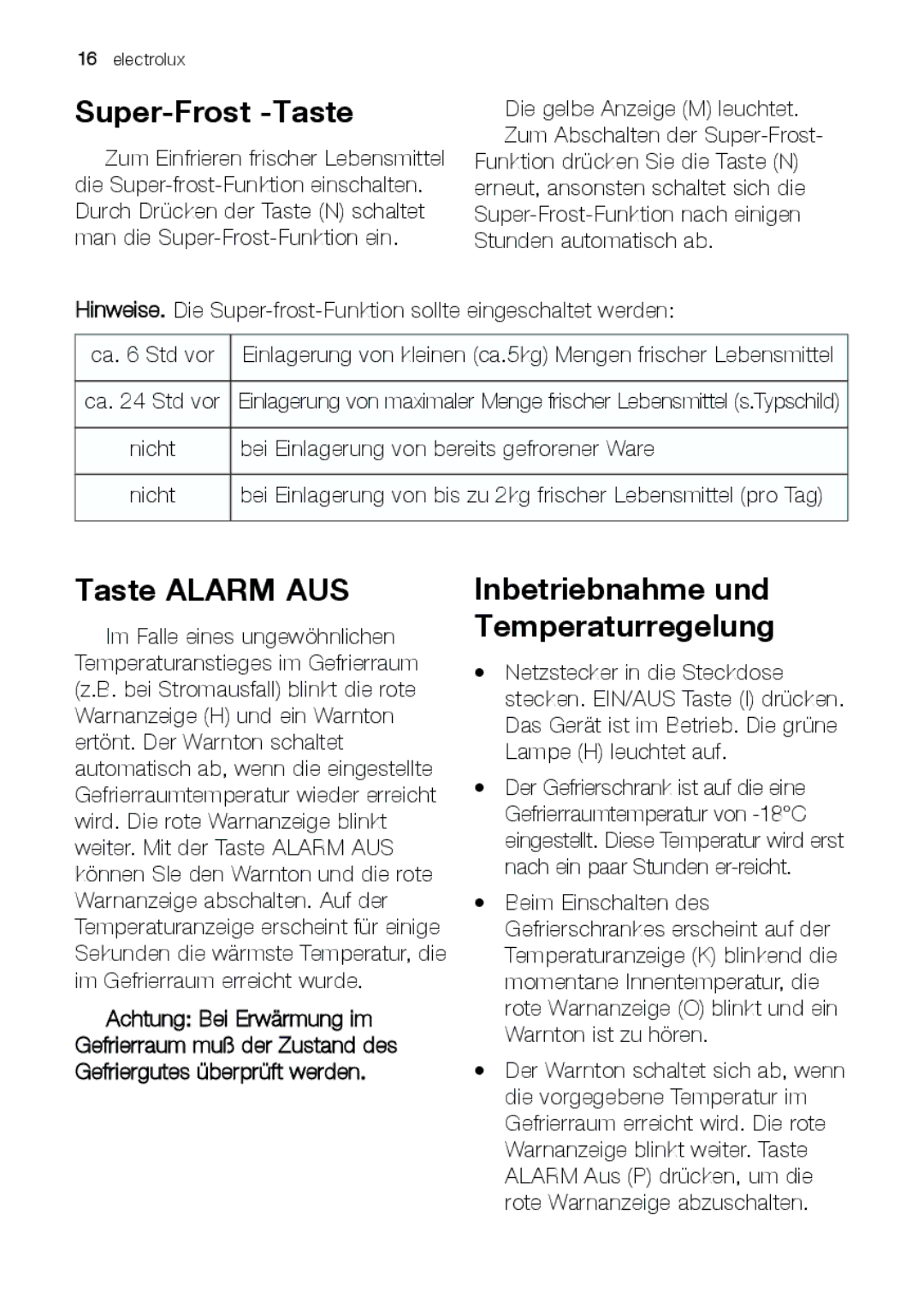 Electrolux JCZ 94181 manual Super-Frost -Taste, Taste Alarm AUS 