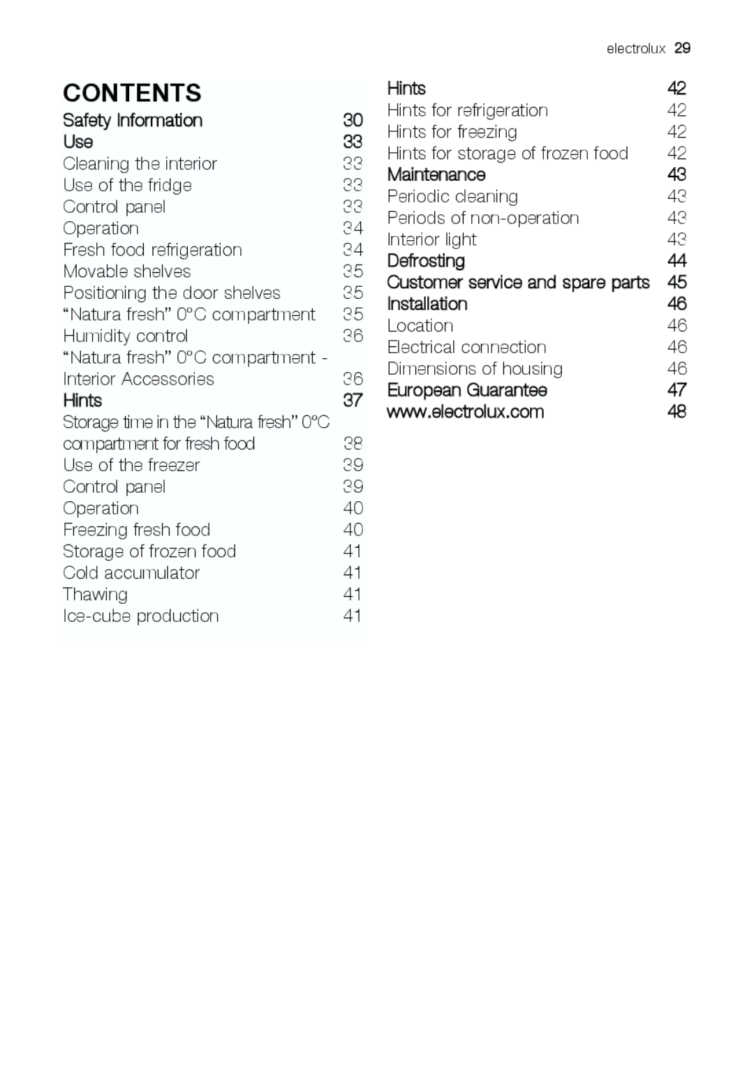 Electrolux JCZ 94181 manual Contents 