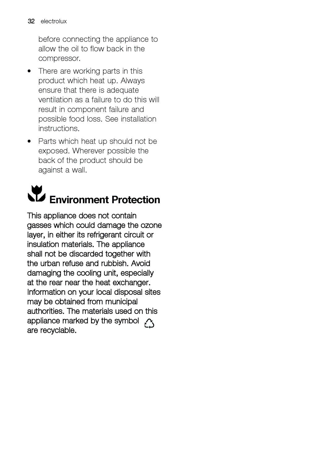 Electrolux JCZ 94181 manual Environment Protection 