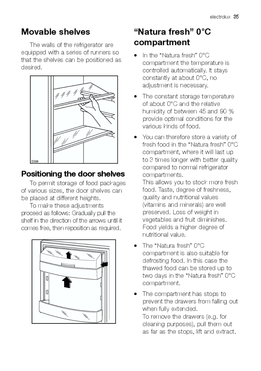 Electrolux JCZ 94181 manual Movable shelves, Natura fresh 0C compartment 