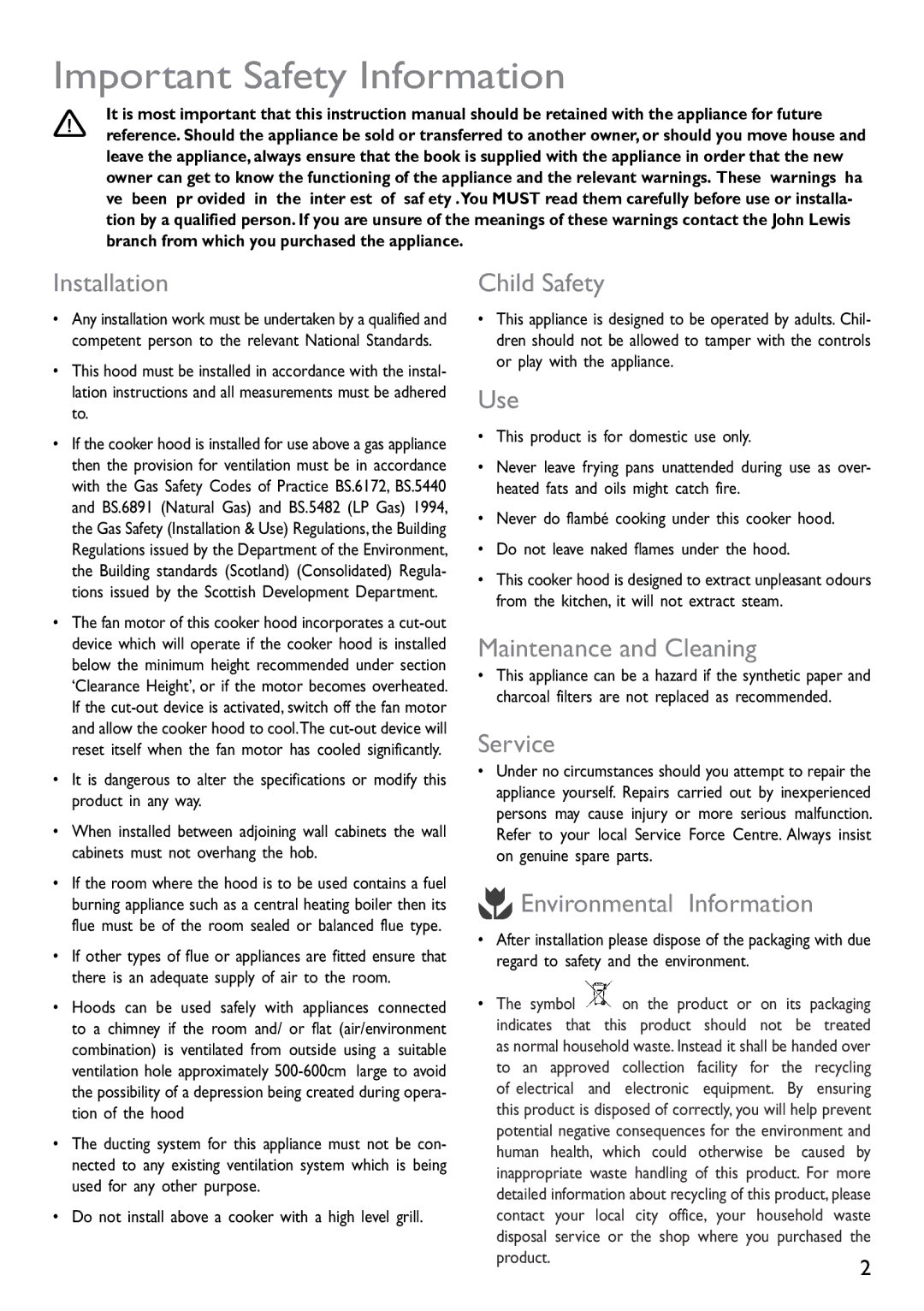 Electrolux JLBIHD906 instruction manual Important Safety Information 