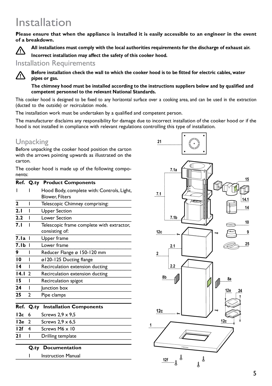 Electrolux JLBIHD906 instruction manual Installation Requirements, Unpacking 