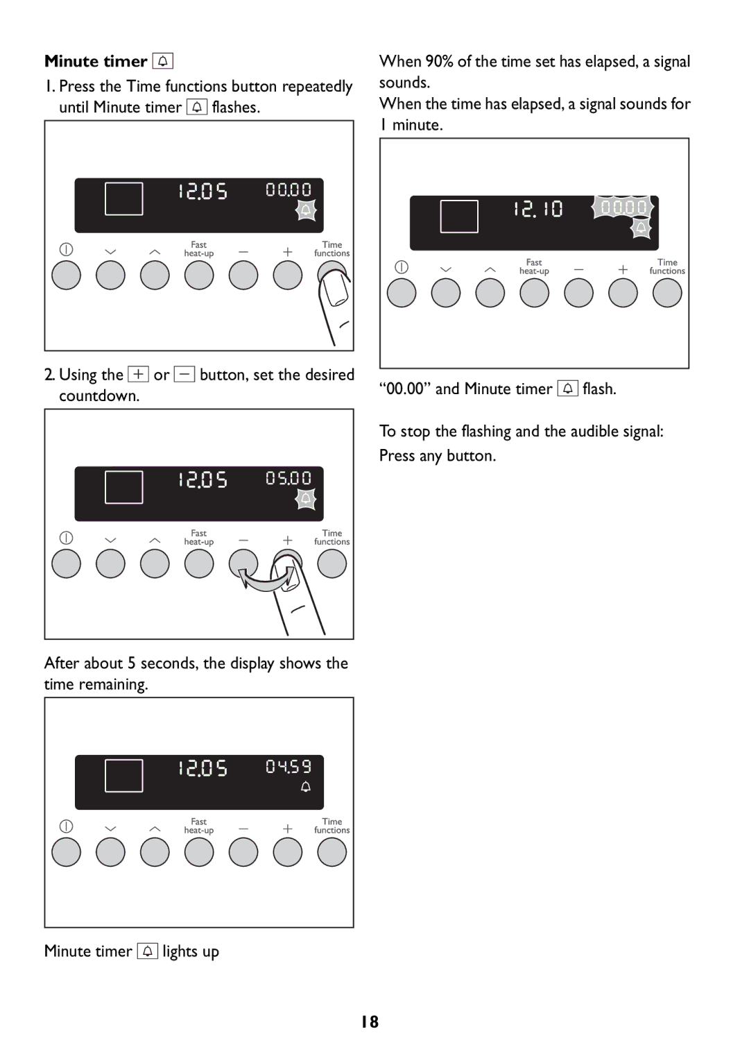 Electrolux JLBIOS608 manual Minute timer 