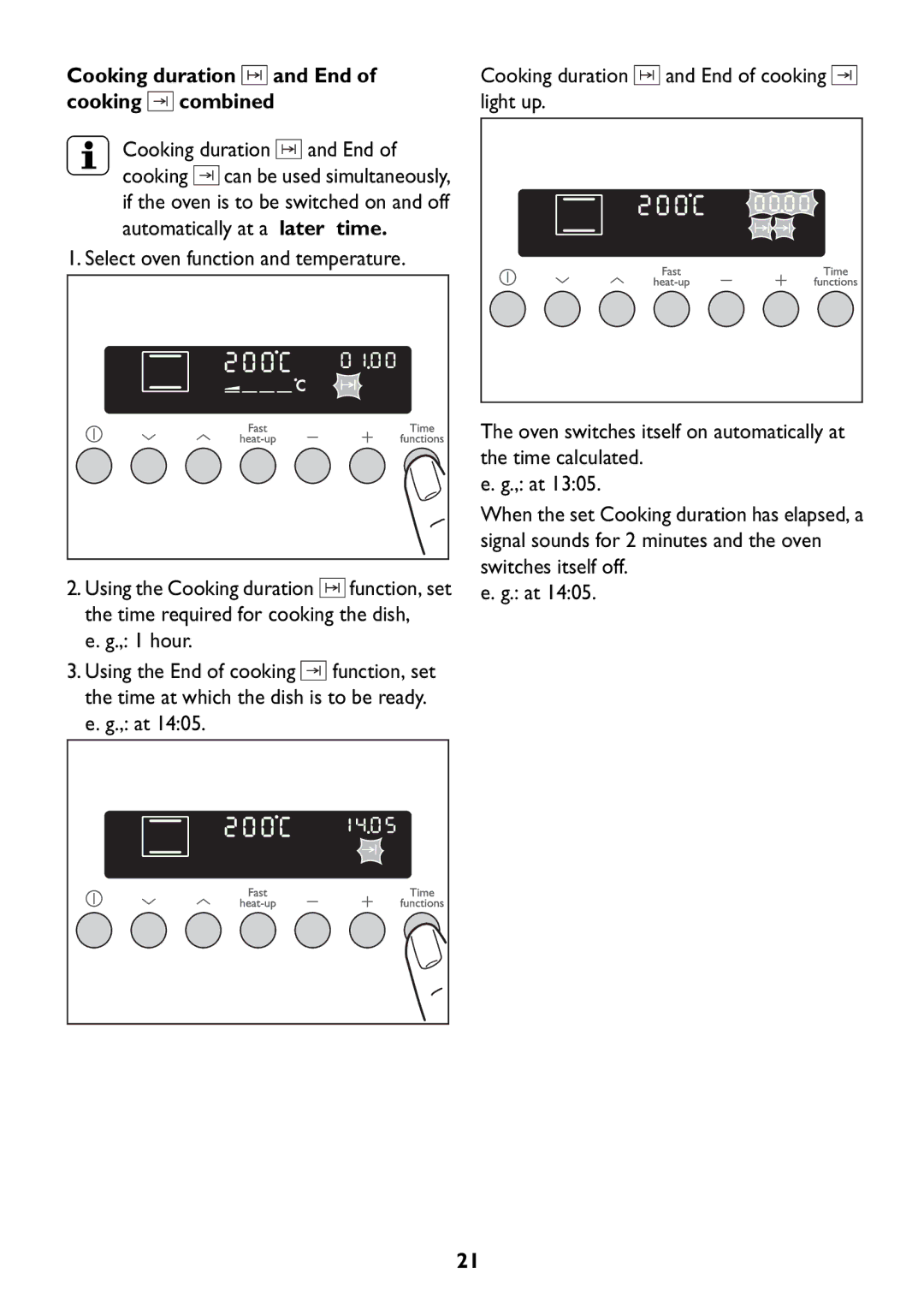 Electrolux JLBIOS608 manual Cooking duration and End of cooking combined 