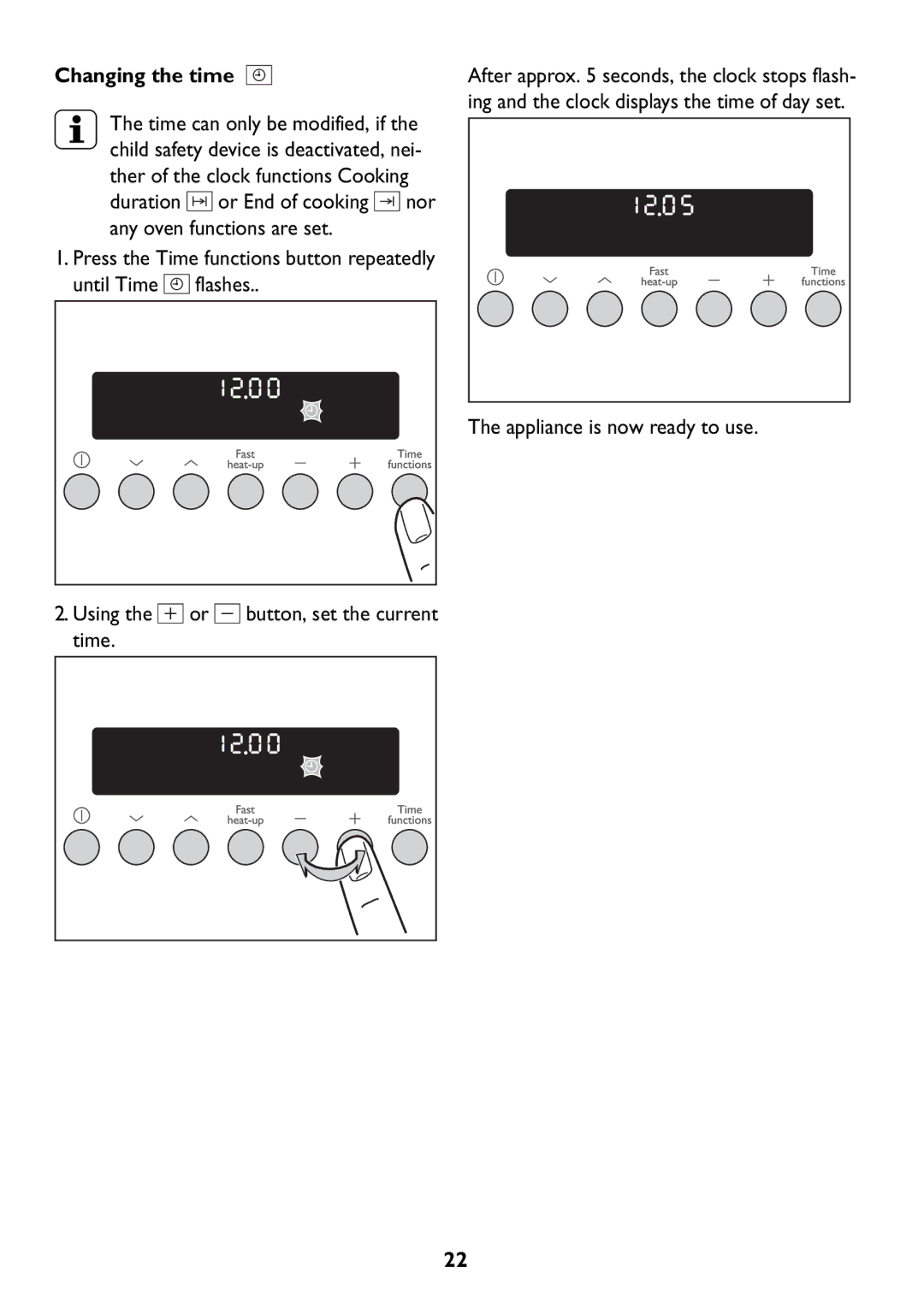 Electrolux JLBIOS608 manual Changing the time 