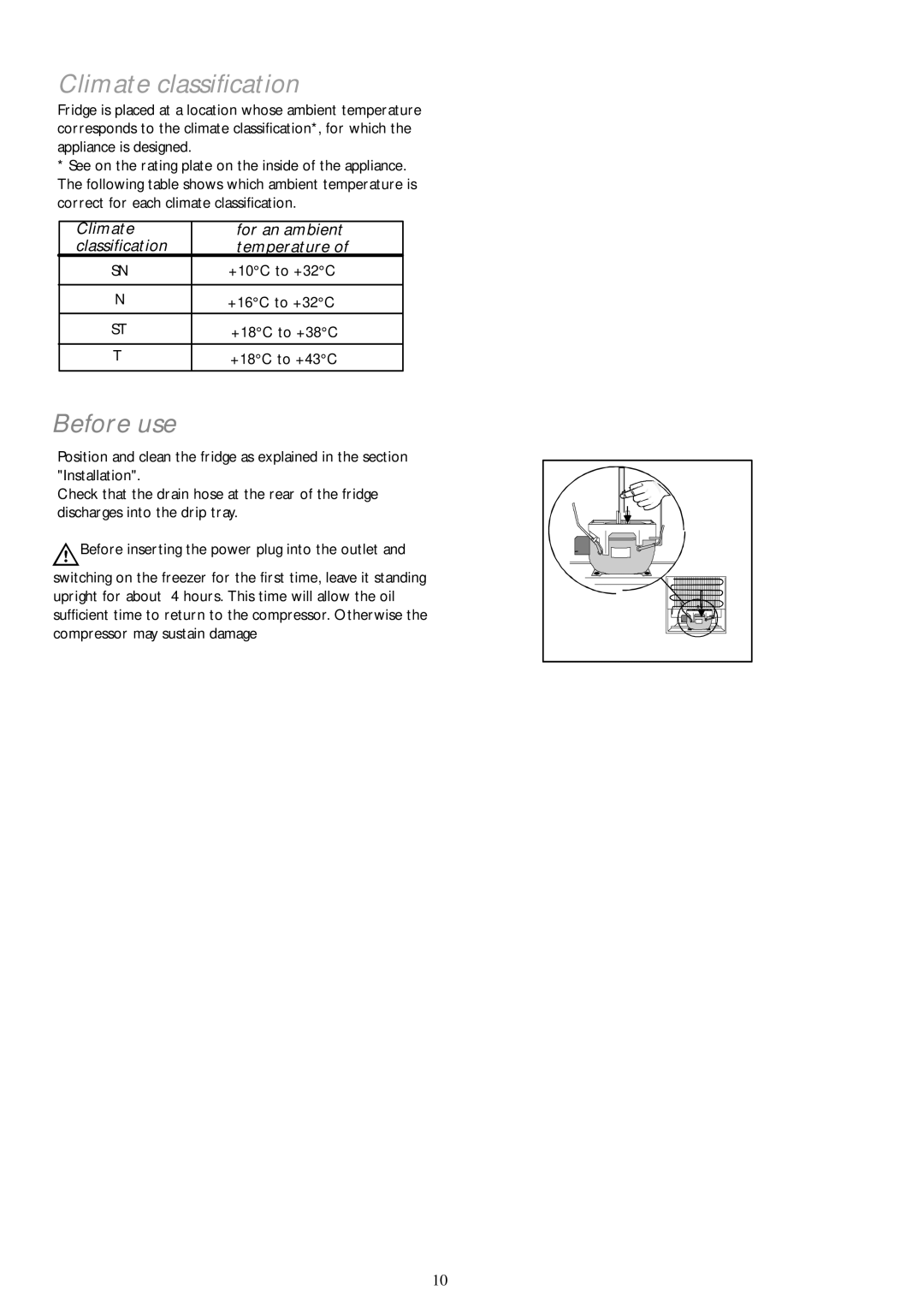 Electrolux JLLFW 1805 instruction manual Climate classification, Climate For an ambient, Temperature 