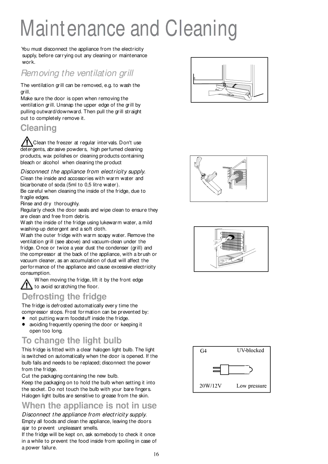 Electrolux JLLFW 1805 instruction manual Maintenance and Cleaning, Ntila Tio Grill 