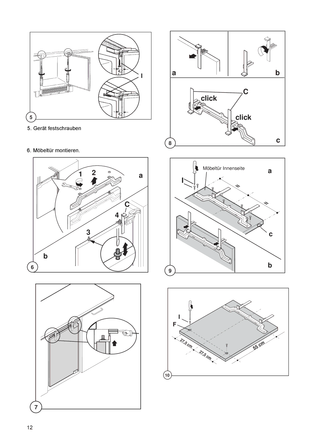 Electrolux JRU 44601 manual GerŠt festschrauben MšbeltŸr montieren 