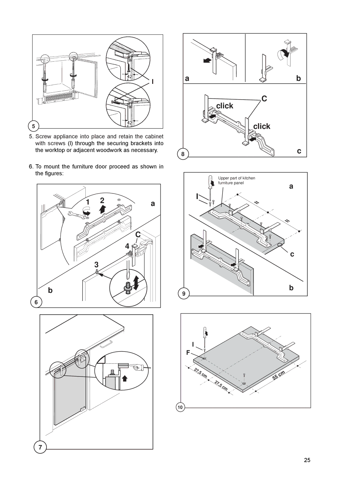 Electrolux JRU 44601 manual Upper part of kitchen Furniture panel 