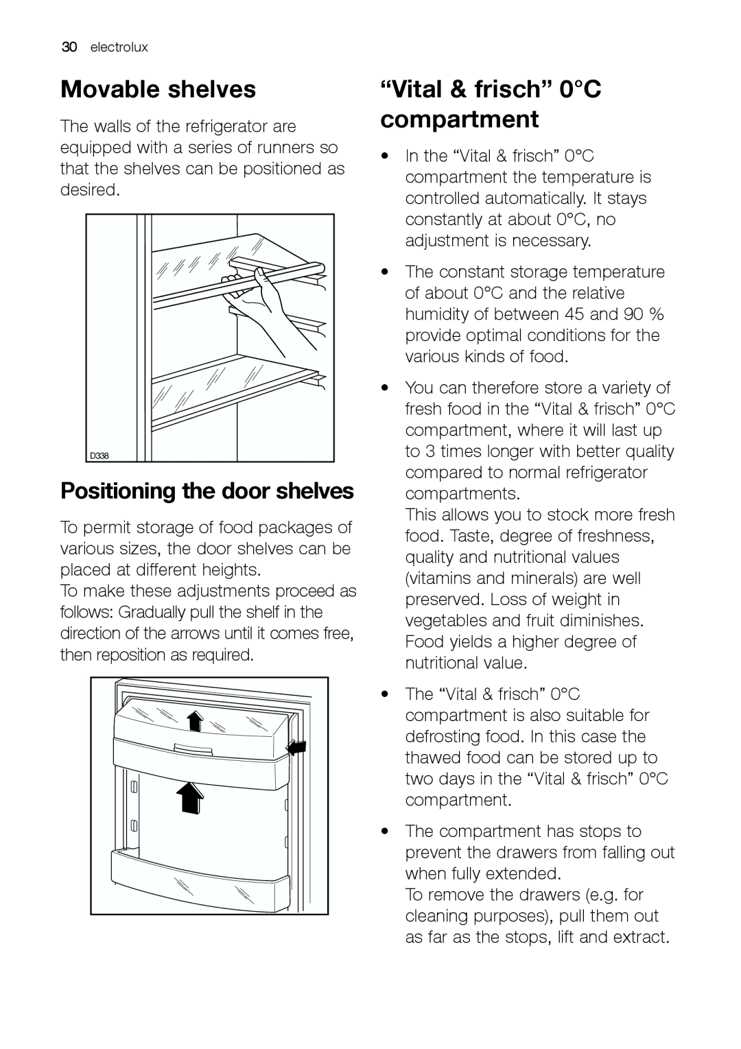 Electrolux JRZ 90120 manual Movable shelves, Vital & frisch 0C compartment 