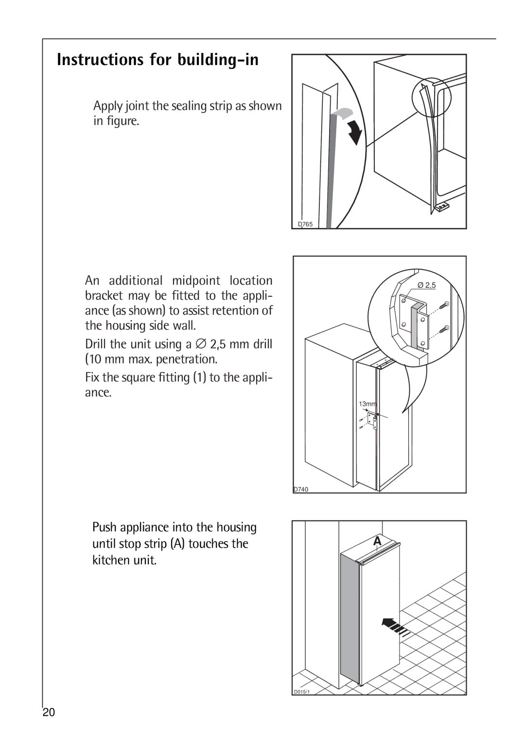 Electrolux K 7 18 40 - 1i Instructions for building-in, Apply joint the sealing strip as shown in figure 