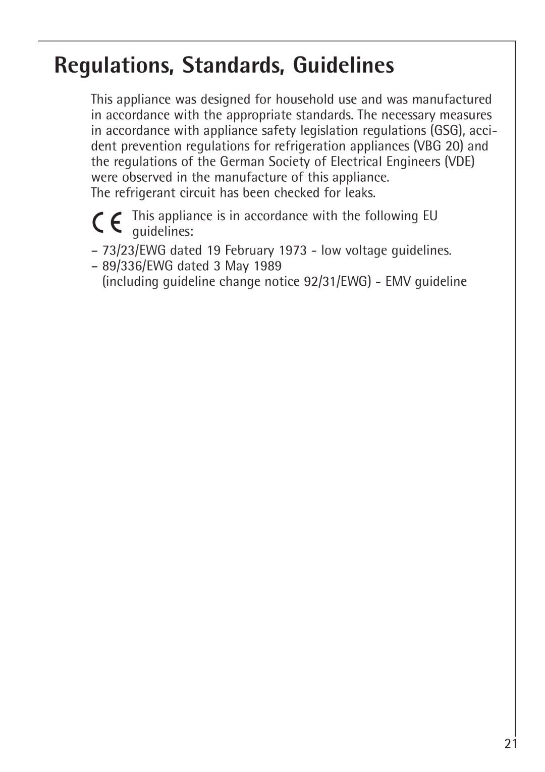 Electrolux K 78800-4 i manual Regulations, Standards, Guidelines 